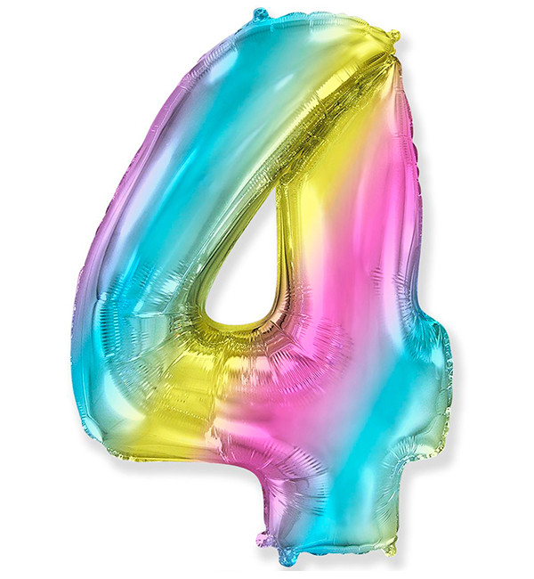 Кулька Цифра "4" (36 см), Іспанія, колір - веселка
