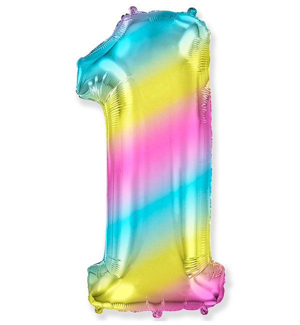 Кулька Цифра "1" (36 см), Іспанія, колір - веселка