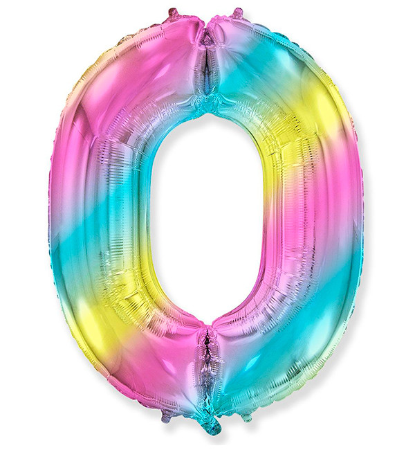 Кулька Цифра "0" (36 см), Іспанія, колір - веселка