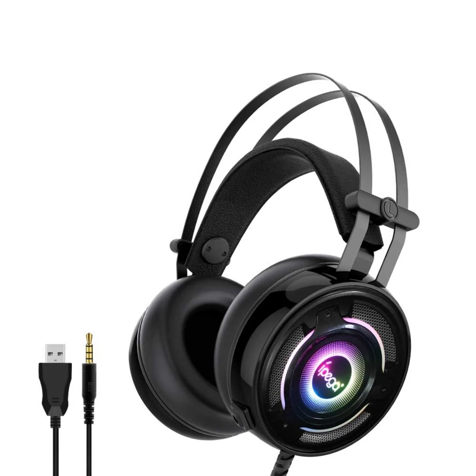 Ігрові, геймерські стереонакладні RGB LED PG-R008 Чорні