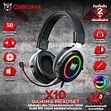 Ігрові геймерські накладні навушники ONIKUMA Gaming RGB X10 Чорно-сірий, фото 3