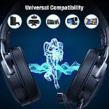 Ігрові геймерські накладні навушники ONIKUMA Gaming RGB X10 Чорно-сірий, фото 5
