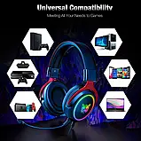 Ігрові геймерські накладні навушники ONIKUMA Gaming RGB X10 Чорно-сірий, фото 10