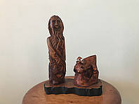 Статуэтка из дерева, Фигурка из дерева, Статуэтка "Лесной человек с пеньком", Скульптура из дерева, Фигурка