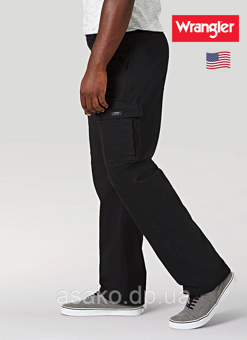 Брюки карго чоловічі Wranger® ZM7 Five Star Flex / чорний колір / вільний крій / пряма штаниіна /із США