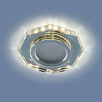 Декоративний вбудований світильник зі світлодіодною підсвіткою Feron 8020-2 срібло срібло срібло