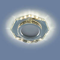 Декоративний вбудований світильник зі світлодіодною підсвіткою Feron 8020-2 срібло-срібло