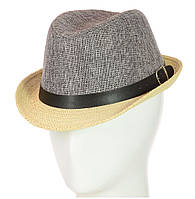 Детская соломенная шляпа челентанка с кожаным ремешком унисекс