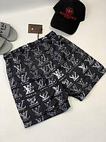 Шорты Louis Vuitton черного цвета | Пляжные качественные мужские шорты | Брендовые спортивные мужские шорты