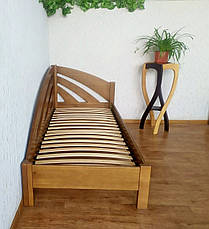 Кутове односпальне ліжко "Райдуга" 90х200 з масиву натурального дерева від виробника (світлий дуб), фото 2