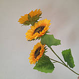 Соняшникові гілка 85 см, з 3 квітковими головками D-12 см., фото 7