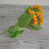Соняшникові гілка 85 см, з 3 квітковими головками D-12 см., фото 2