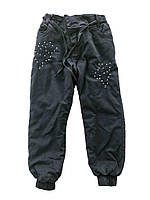 Теплые джинсы для девочки р.98-122см зимние детские черные джинсы с мехом для девочки