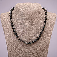 Намисто з натурального каменю Сріблястий Обсидіан гладка кулька d-8(+-)мм L-45см +- купити біжутерію дешево оптом в інтернеті