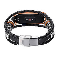 Ремінець вінтажний для фітнес-браслета Xiaomi Mi Band 5 і 6 Type A Black-rose gold, фото 5