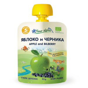 Пюре пауч Яблуко-Чорниця Флер Альпін, 90г
