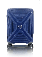 Дорожный чемодан пластиковый полипропилен Snowball 84803 ручная кладь на 4 двойных колесах синий