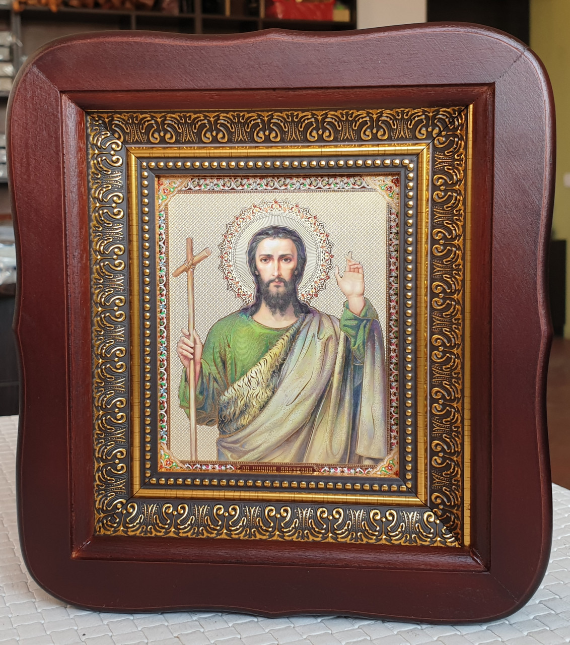 Ікона Святий Іоанн Предтеча у фігурному кіоті, розмір 20×18, сюжет 10×12, фото 1