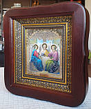 Ікона Свята Трійця в темному фігурному кіоті під склом, розмір 20*18, сюжет 10*12., фото 4