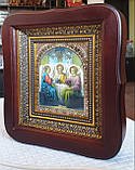 Ікона Свята Трійця в темному фігурному кіоті під склом, розмір 20*18, сюжет 10*12., фото 2