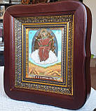 Ікона Богородиця Спорителька Хлібів у темному фігурному кіоті під склом, розмір 20*18, сюжет 10*12., фото 2