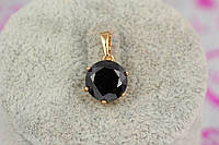 Кулон Xuping Jewelry черный камень на шесть креплений 10 мм золотистый