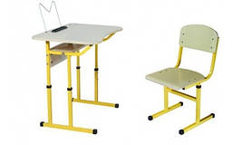 Комплект стіл №3-6 і стілець учнівський №3-5 1-місний з регулюванням кута нахилу стільниці та полицею