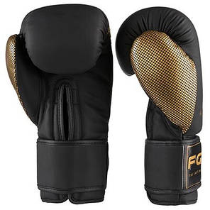 Боксерські рукавички FGT 2560, Flex, 12oz чорний/золото, фото 2