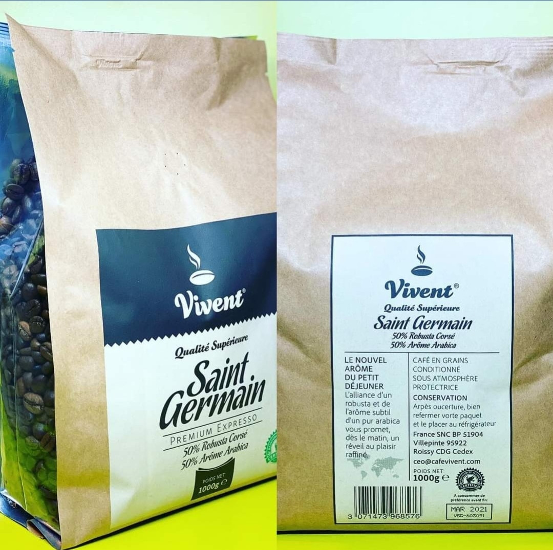 Кава зернова Vivent Saint Germain 1кг (50% арабіка 50% робуста), Франція