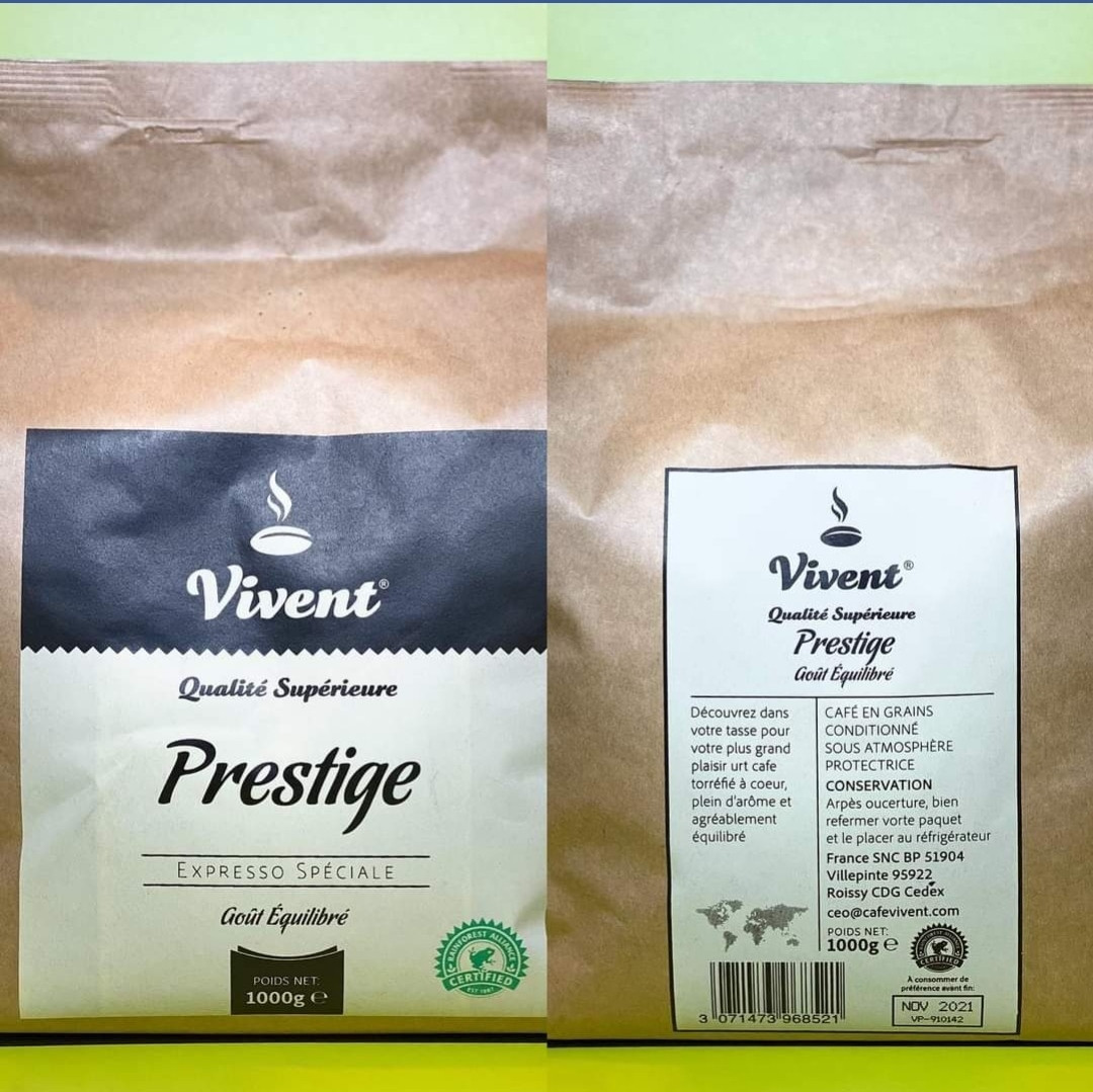 Кава зернова Vivent Prestige 1кг (80% арабіка 20% робуста), Франція