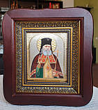 Ікона Святий Лука в темному фігурному кіоті під склом, розмір кіота 20×18, сюжет 10×12., фото 3