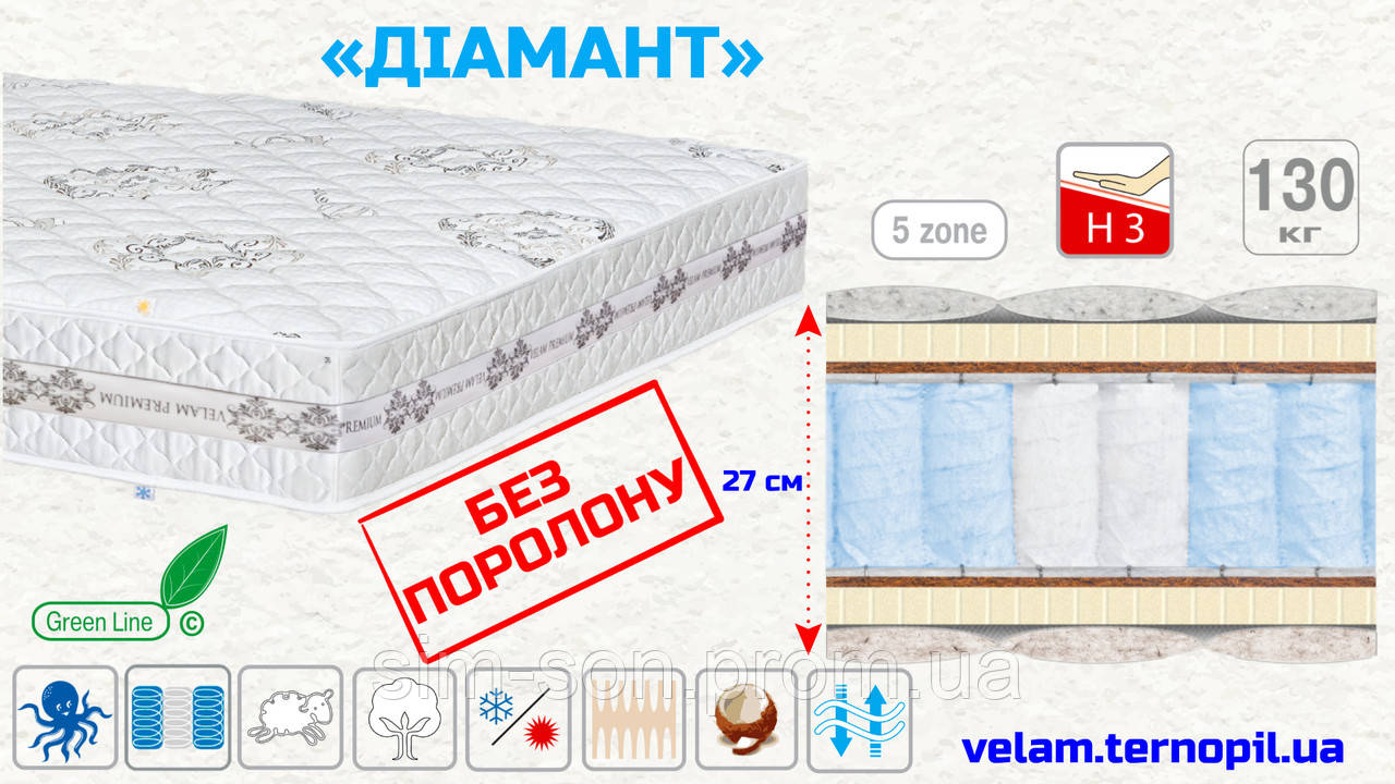 Матрац пружинний «ДІАМАНТ» Велам