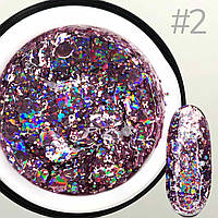 ГЛІТТЕРНИЙ ГЕЛЬ SAGA PROFESSIONAL GALAXY GLITTER 02 ПРОЗОРИЙ З РОЖЕВИМИ ЧАСТИНКАМИ