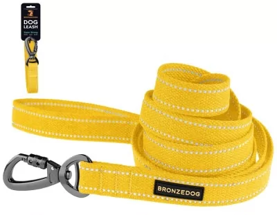 Повідець для собак ТМ BronzeDog брезент з карабіном на замку жовтий 2м×20мм