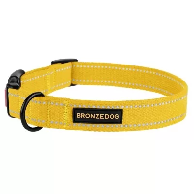 Нашийник для собак ТМ BronzeDog брезент розмір L жовтий (обхват шиї 35-45 см ширина 25 мм)