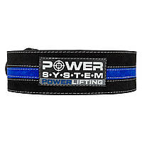 Пояс для силового спорта кожа/замша Power System Power Lifting PS-3800 Black/Blue Line L