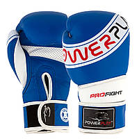 Тренировочные боксерские перчатки PowerPlay A сине-белые [натуральная кожа] 10 унций