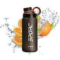 Серая бутылка для воды CASNO 800 мл для спорта для тренировок многоразовая для питья
