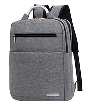 Городской деловой рюкзак с USB зарядкой и отделением под ноутбук, рюкзак зарядка для телефона серый