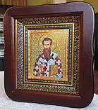 Ікона Свята Василій Великий у фігурному кіоті під склом, розмір кіота 20×18 розмір ліку 10 × 12, фото 2