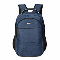 Городской водонепроницаемый стильный унисекс рюкзак для ноутбука с USB зарядкой для телефона синий