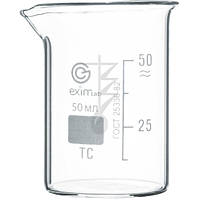 Мерный стакан (Мензурка) 50 мл. шкала 25 мл. стеклянный В-1 ГОСТ 25336-82 из термостойкого стекла