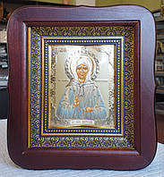 Икона Матрона Блаженная в фигурном киоте, размер 20*18, лик 10*12, ассортимент именных