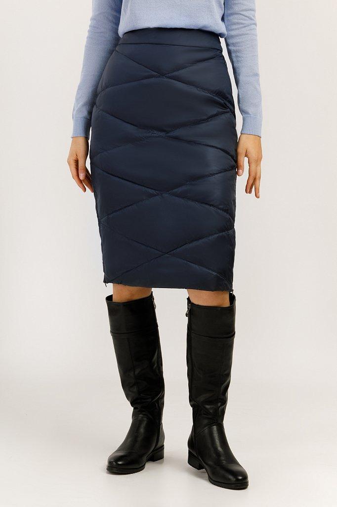 Утеплена спідниця міді Finn Flare A19-12004-101 темно-синя M, фото 1