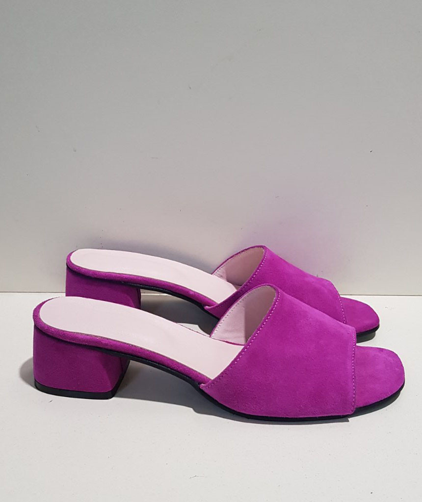 STTOPA Розміри 36-44. Шльопанці великих розмірів шкіряні. Каблук 4,5 см. 124-3644-45-1 Малинові, фото 1