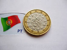Євромонети Монети ЄВРО 1 євро Португалія 2002 рік