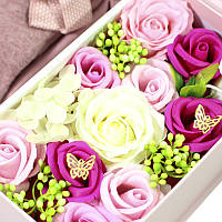 Lb Подарочный набор комплект сувенир цветов из мыла L-2323 Pink шарф и перчатки для девушки