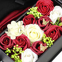 Lb Подарочный набор комплект сувенир цветов из мыла L-2323 Black шарф и перчатки для девушки