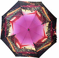 Парасолька- тростина жіноча ZEST напівавтомат 8 спиць пейзажі міста, парасоля жиноча zest