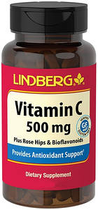 Вітамін C з біофлавоноїдами та плодами шипшини Piping Rock Lindberg Vitamin C 500 мг 500 капс.